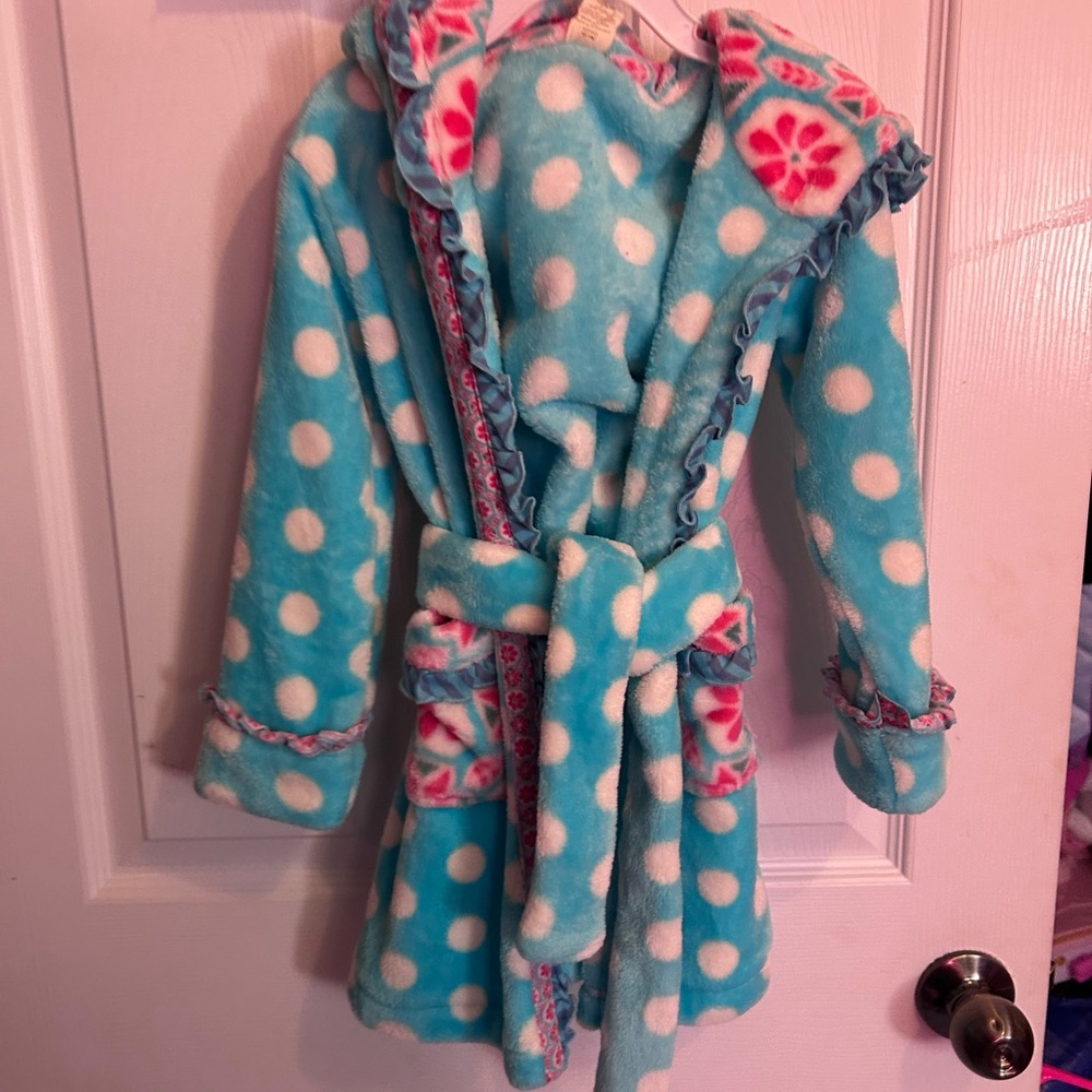 Matilda Jane Cozy Blue and Pink Polka Dot Kids robe